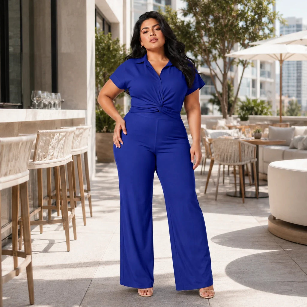 Twist Front Wide Leg Jumpsuit WHD0606453