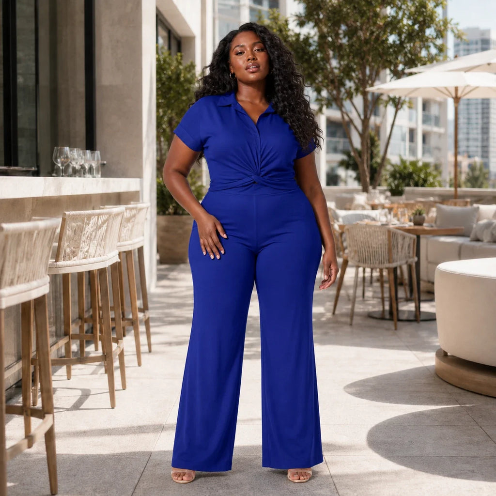 Twist Front Wide Leg Jumpsuit WHD0606453