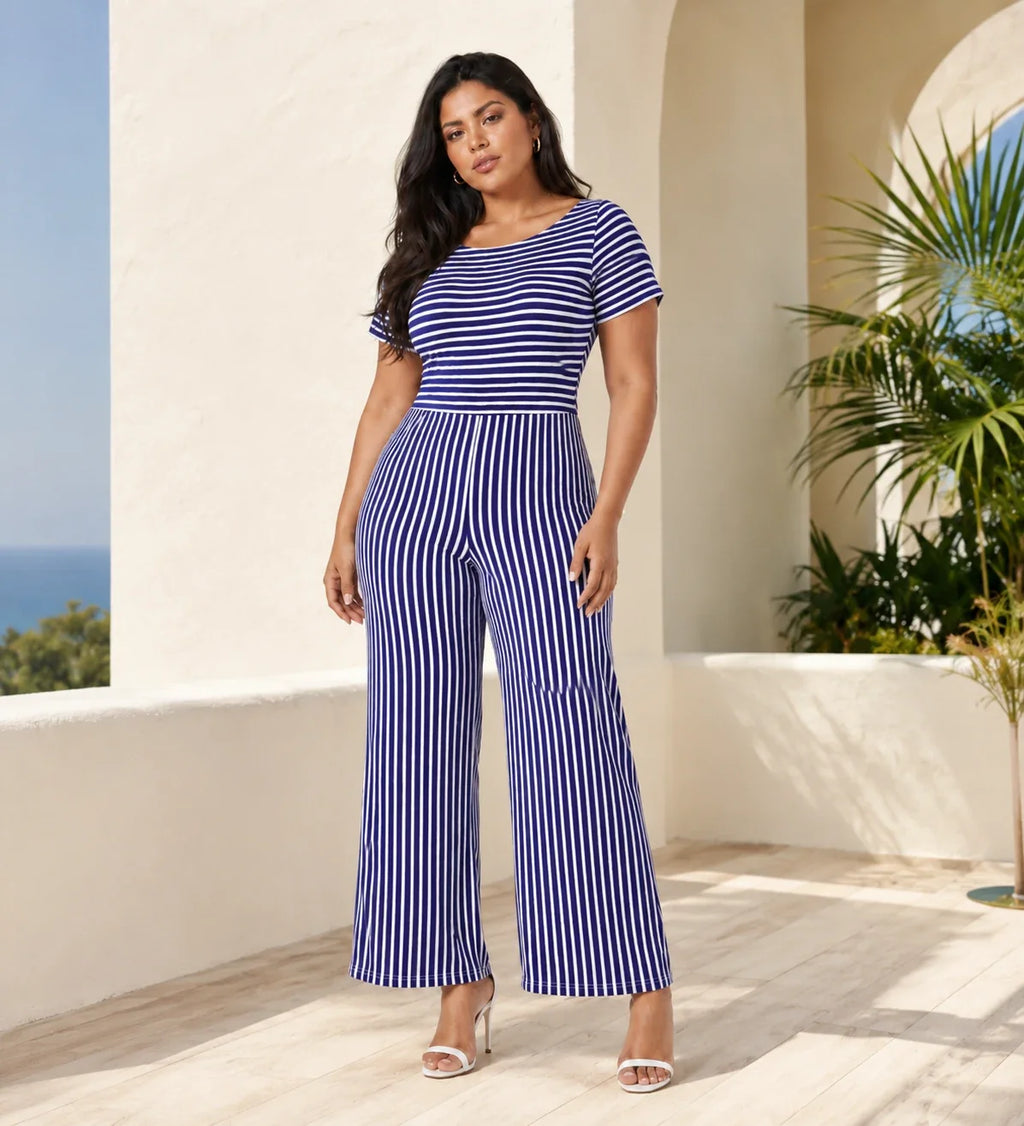 Striped Wide Leg Jumpsuit WHD0606454