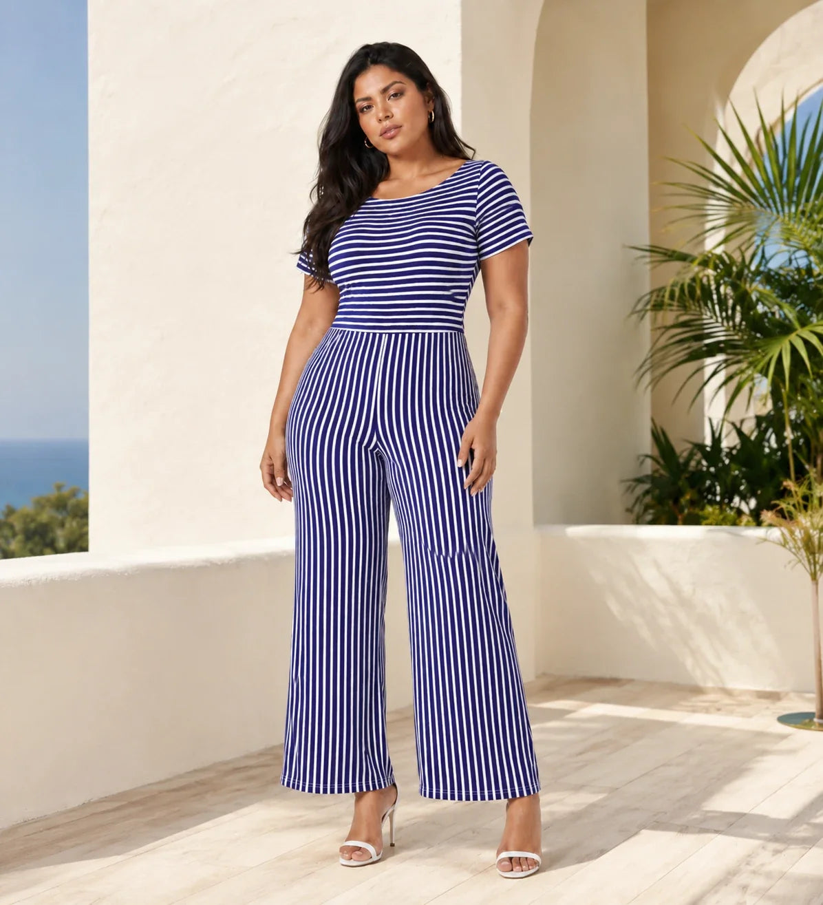 Striped Wide Leg Jumpsuit WHD0606454
