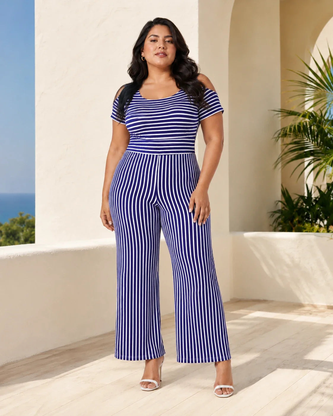 Striped Wide Leg Jumpsuit WHD0606454