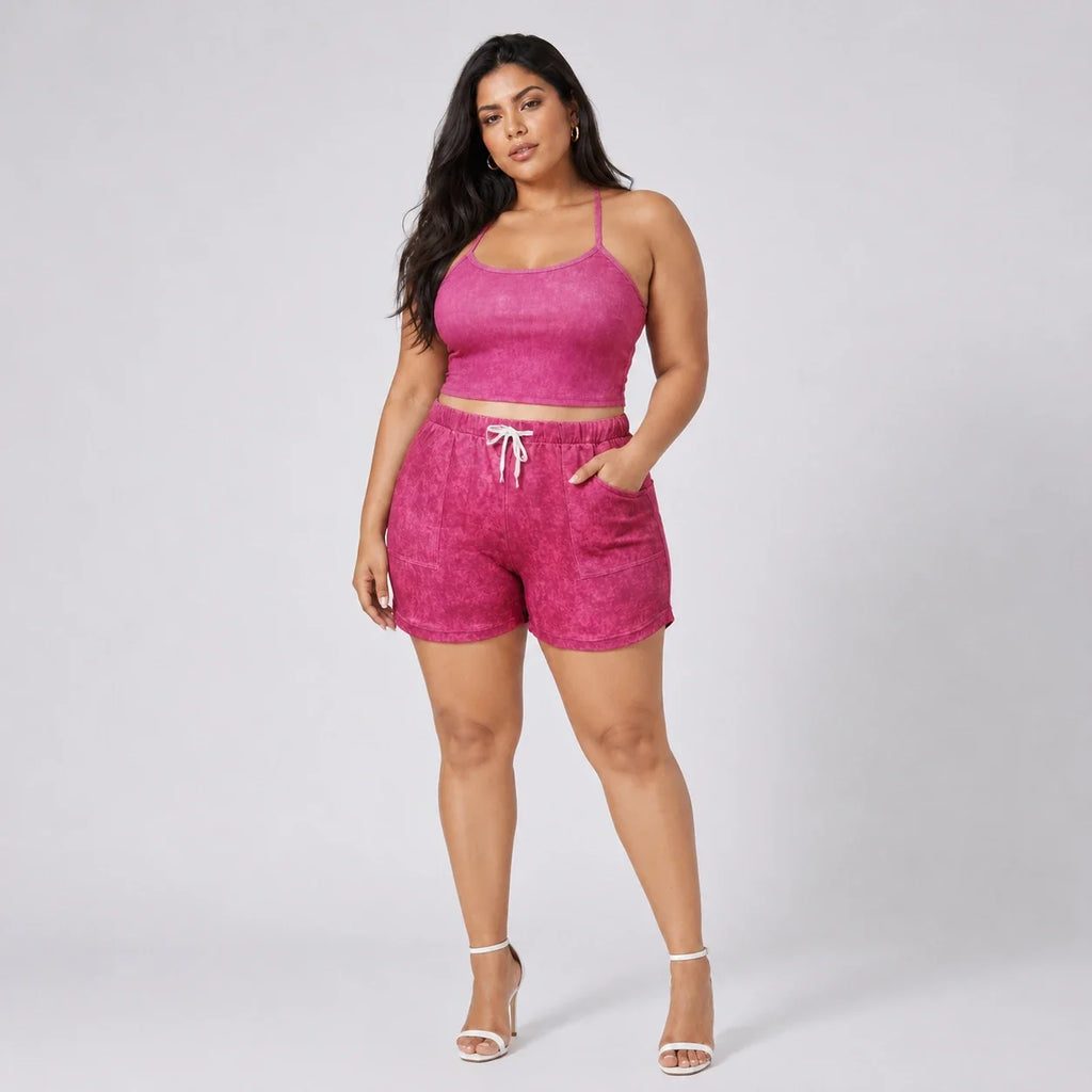 Pink Halter Shorts Set WHD0606455