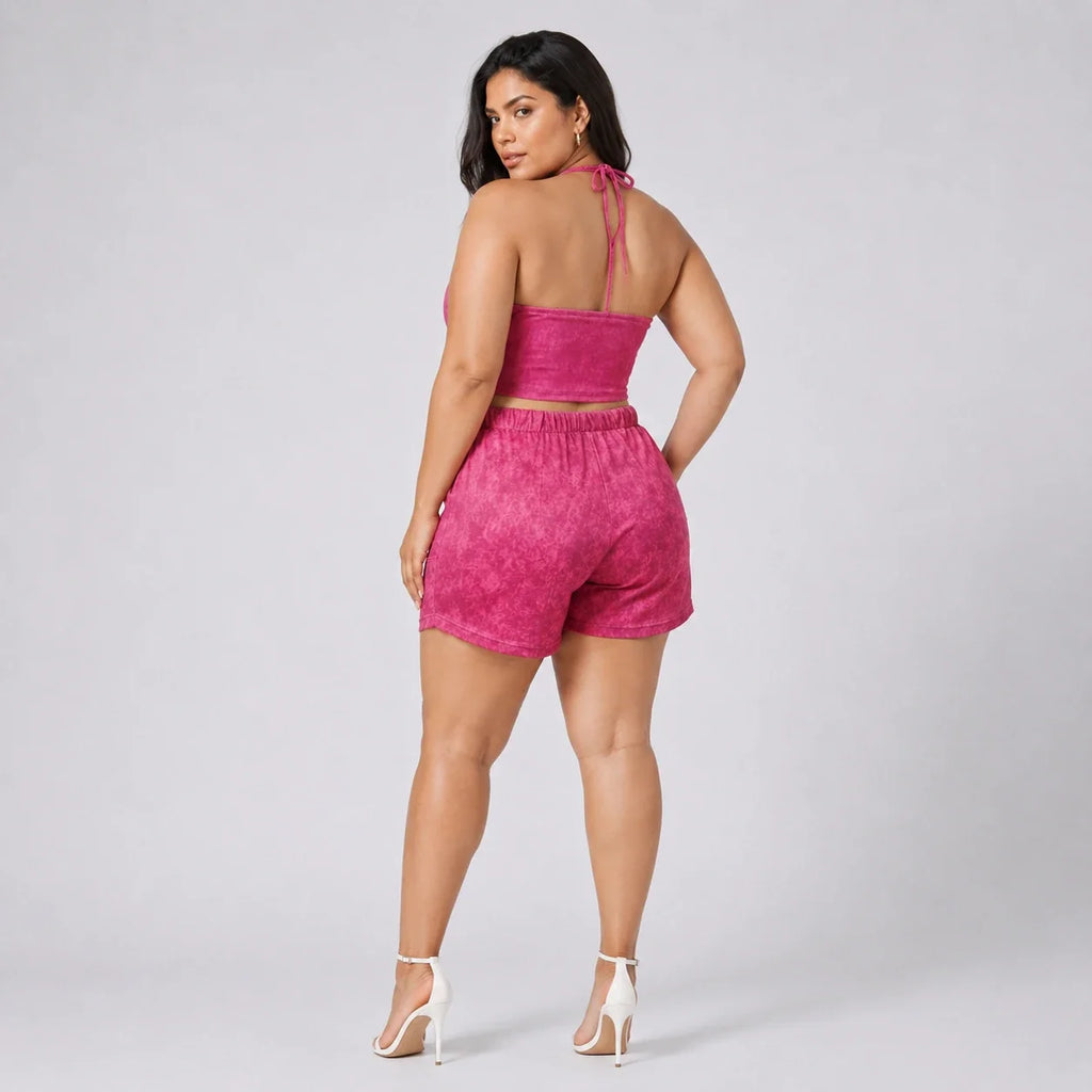 Pink Halter Shorts Set WHD0606455