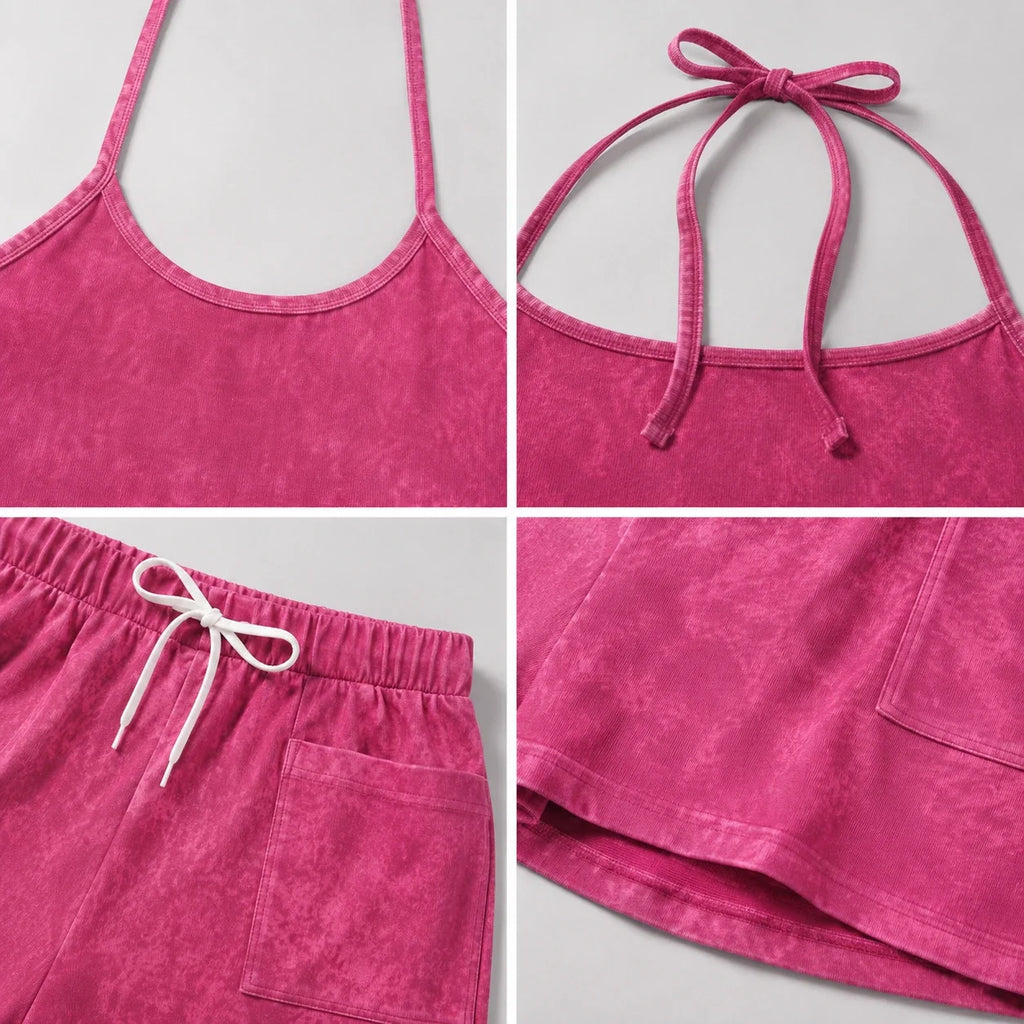 Pink Halter Shorts Set WHD0606455
