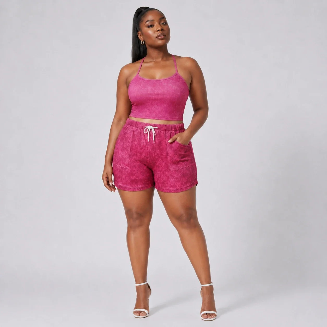 Pink Halter Shorts Set WHD0606455