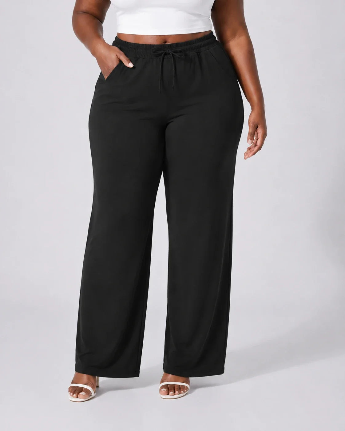 Drawstring Wide Leg Lounge Pants WHD0606457