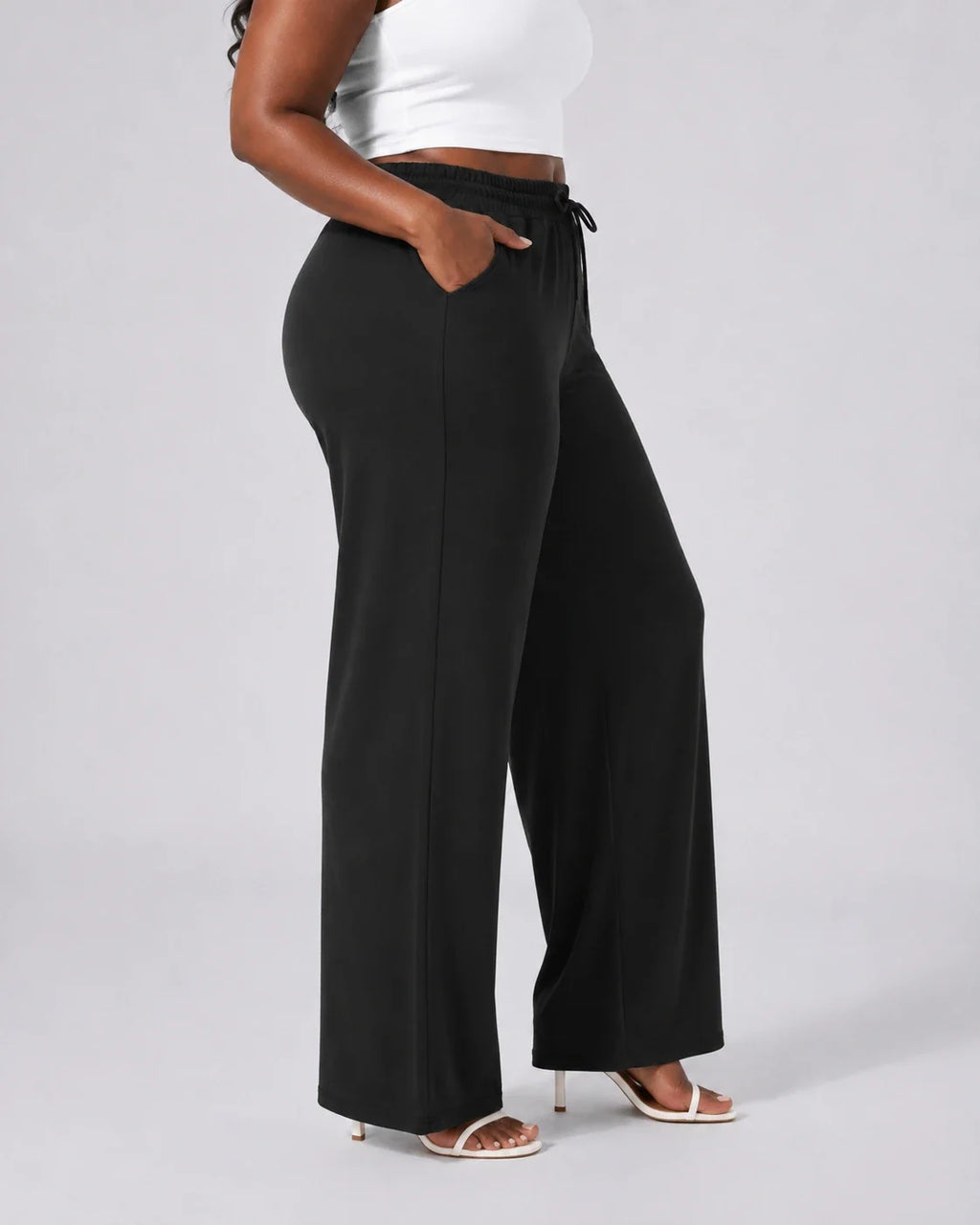 Drawstring Wide Leg Lounge Pants WHD0606457