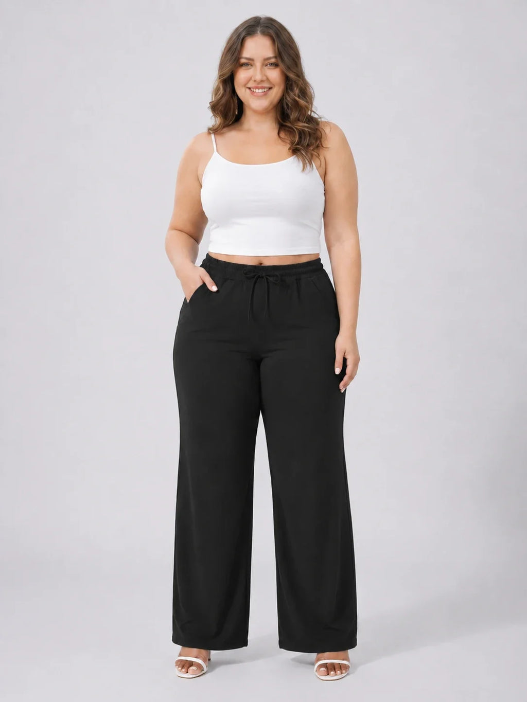 Drawstring Wide Leg Lounge Pants WHD0606457