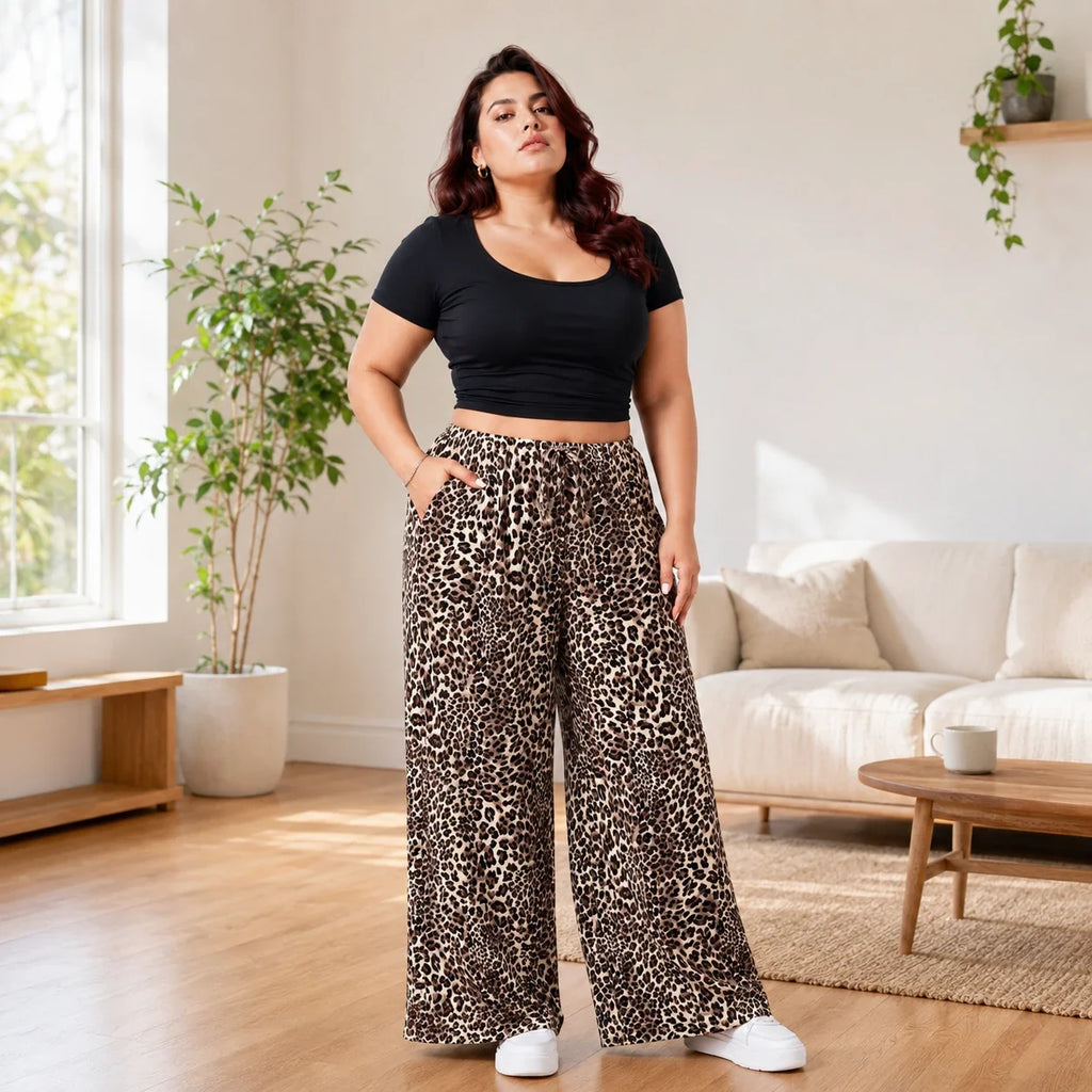 Leopard Wide Leg Pants WHD0606458