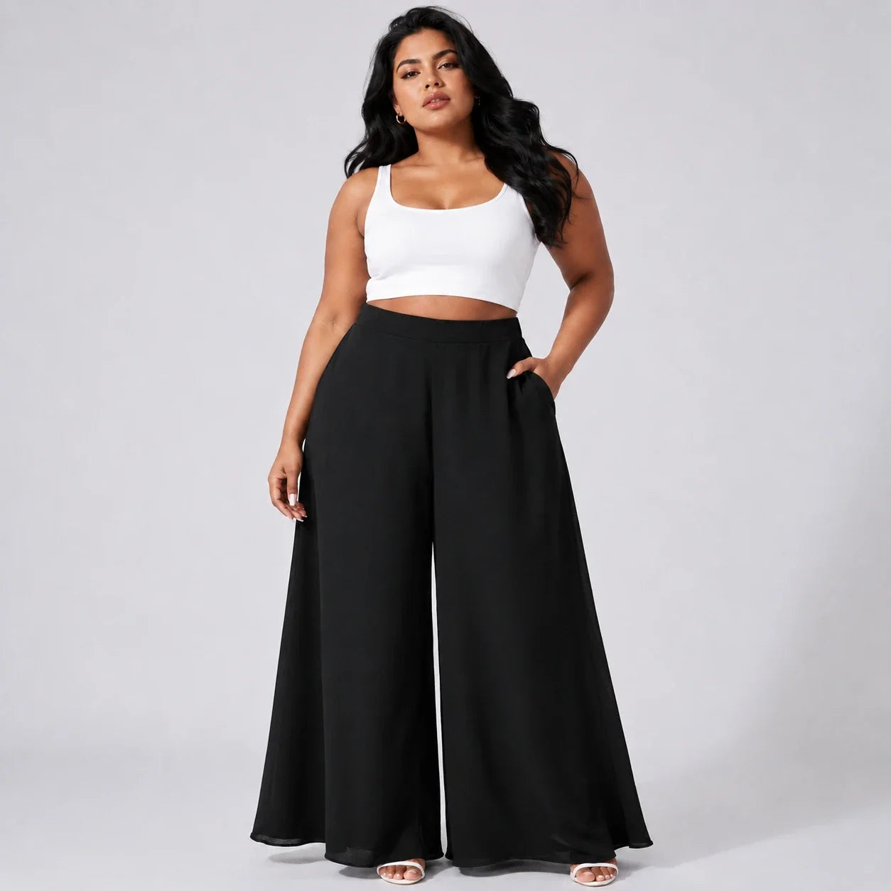 High Waist Wide Leg Pants WHD0606460
