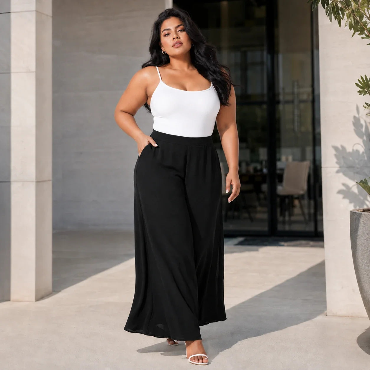 High Waist Wide Leg Pants WHD0606460
