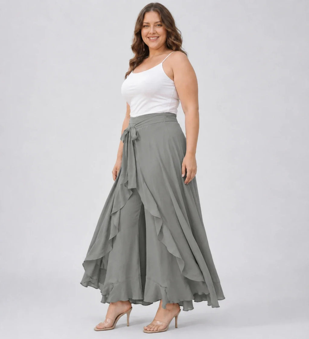 Tie-Waist Ruffle Maxi Skirt WHD0606461