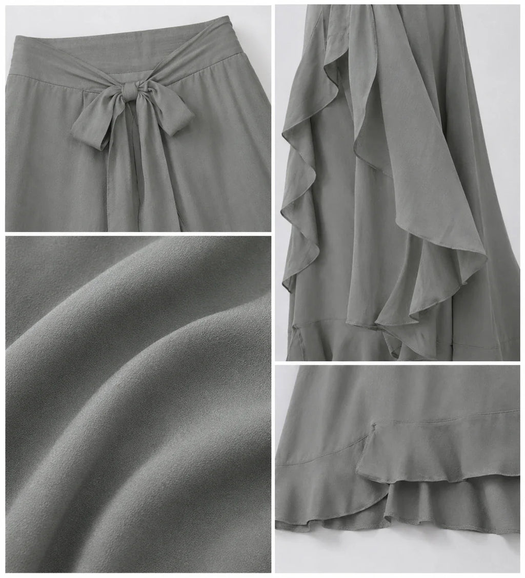 Tie-Waist Ruffle Maxi Skirt WHD0606461