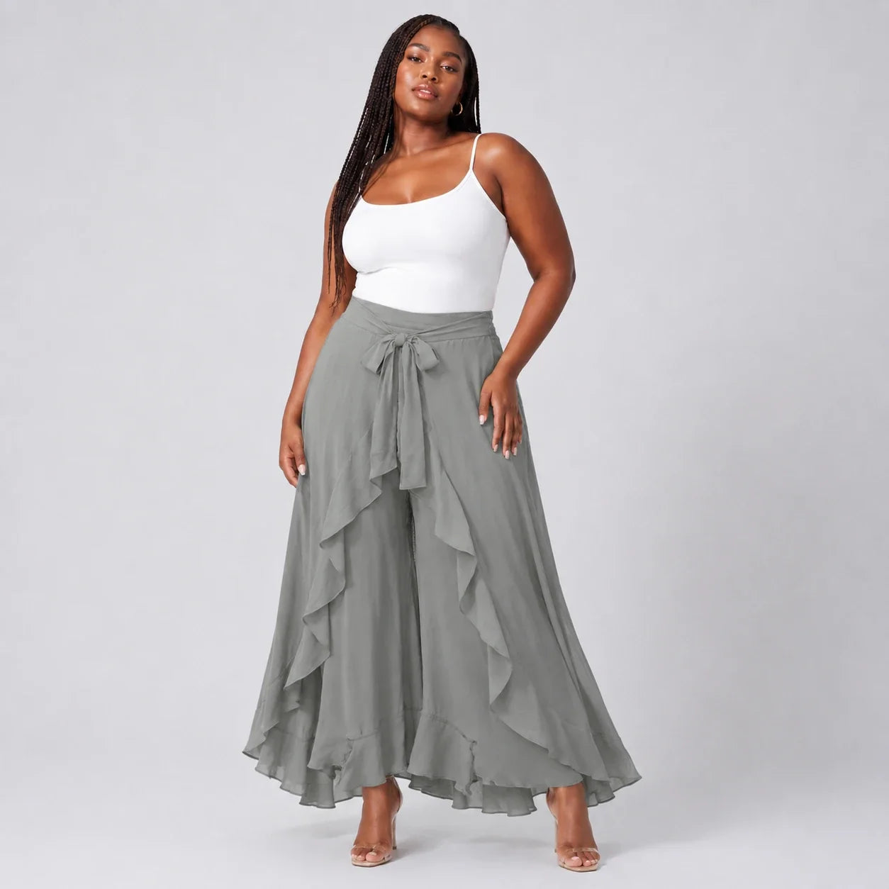 Tie-Waist Ruffle Maxi Skirt WHD0606461