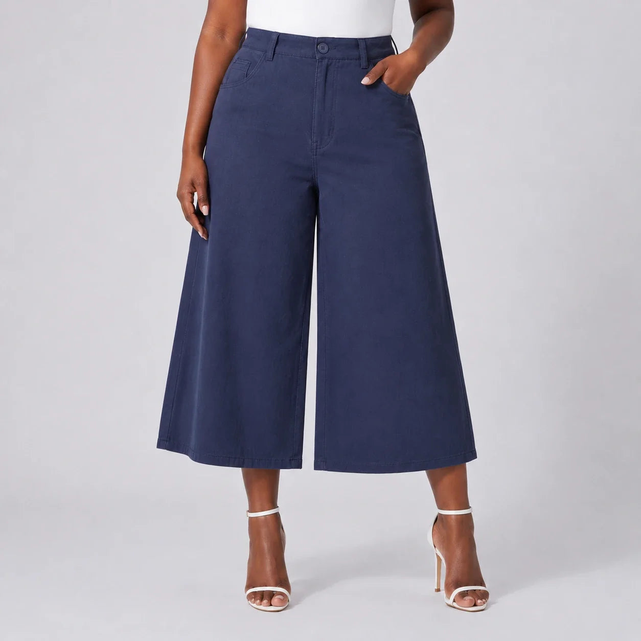 Wide Leg Cropped Culotte Pants WHD0606462