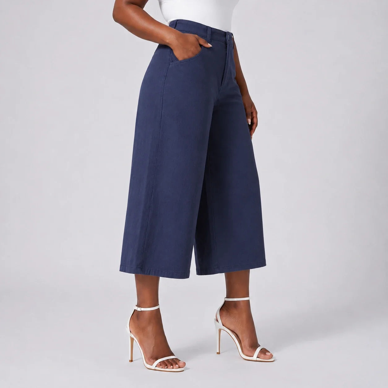 Wide Leg Cropped Culotte Pants WHD0606462