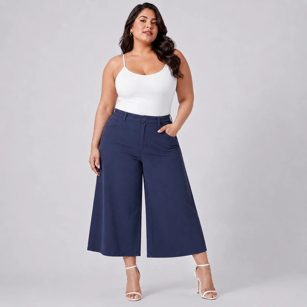 Wide Leg Cropped Culotte Pants WHD0606462