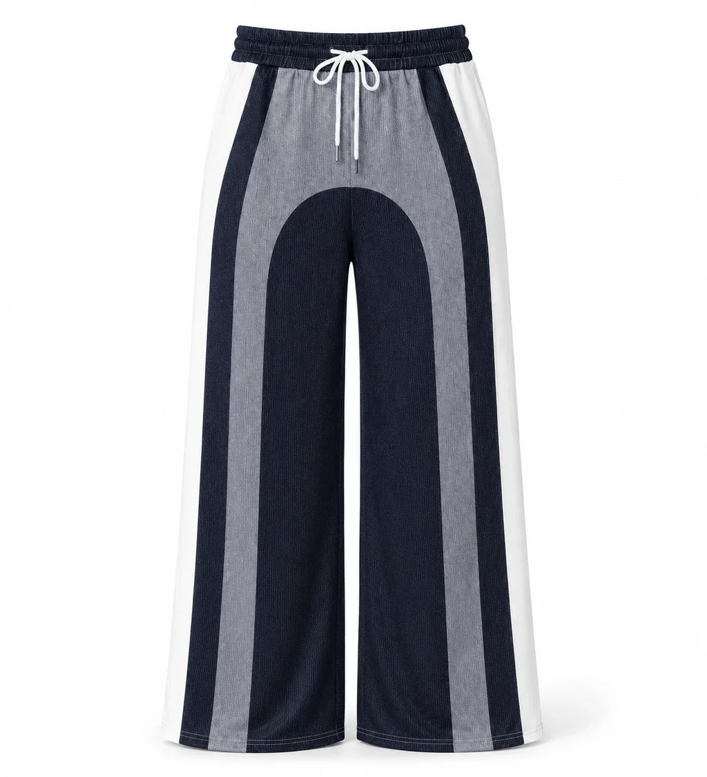 Colorblock Drawstring Wide Leg Pants WHD0606463