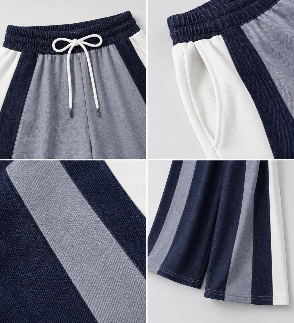 Colorblock Drawstring Wide Leg Pants WHD0606463