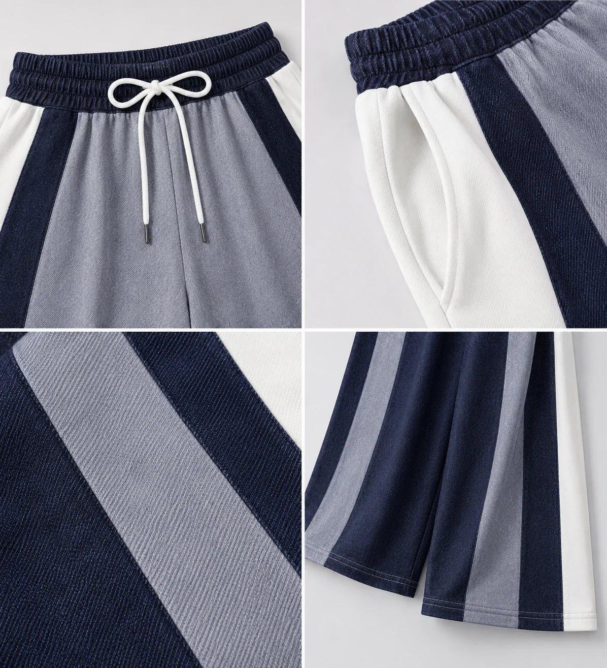 Colorblock Drawstring Wide Leg Pants WHD0606463