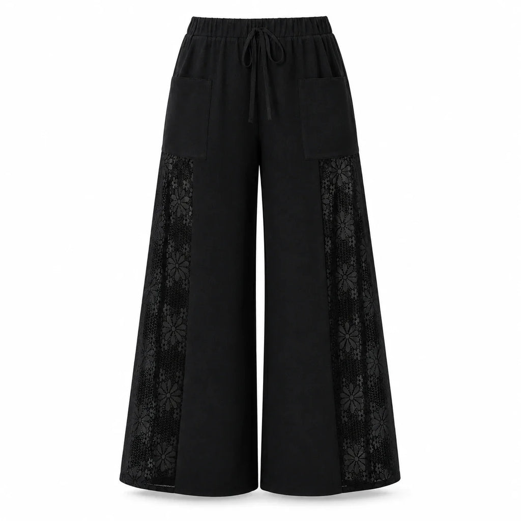 Lace Panel Wide Leg Pants WHD0606466