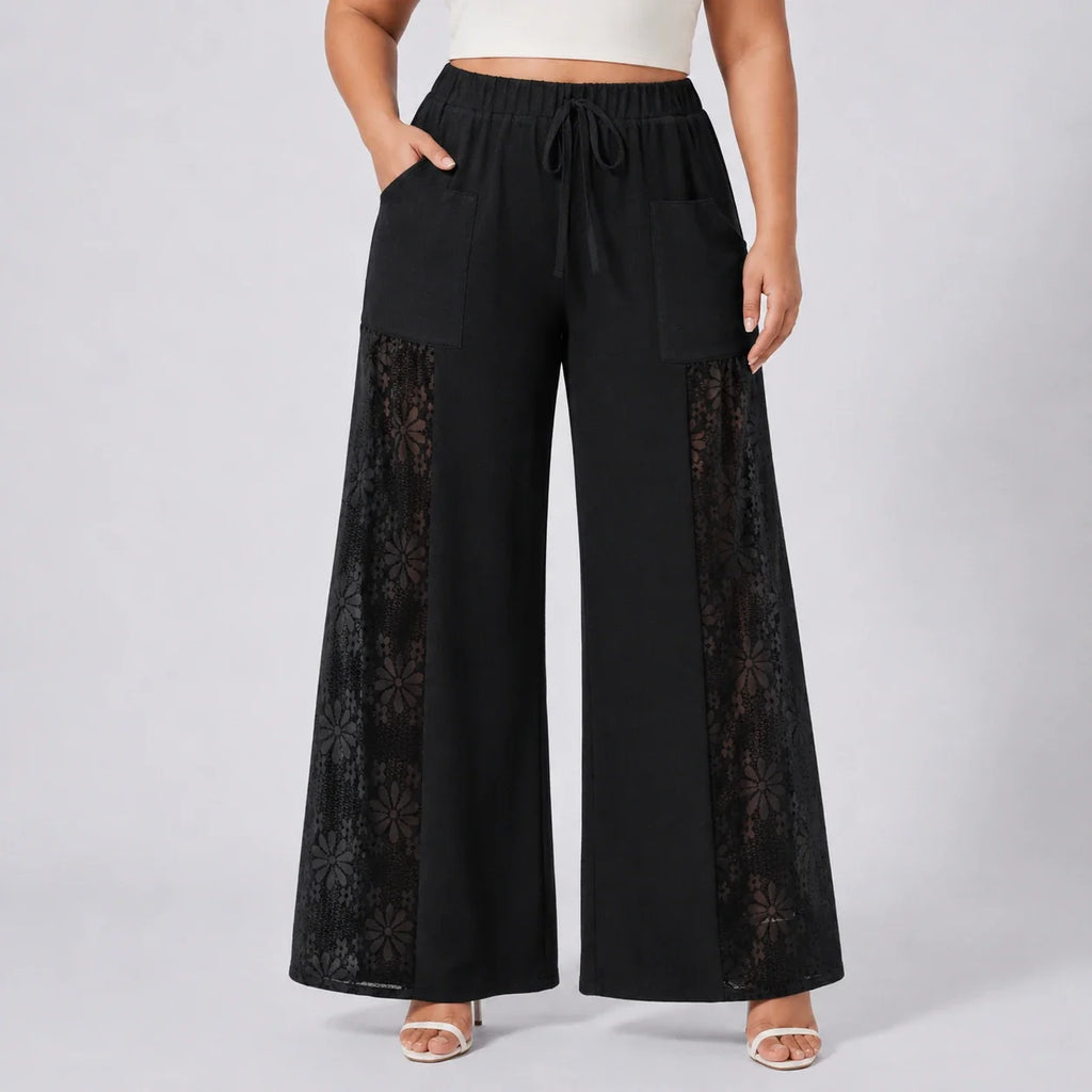 Lace Panel Wide Leg Pants WHD0606466