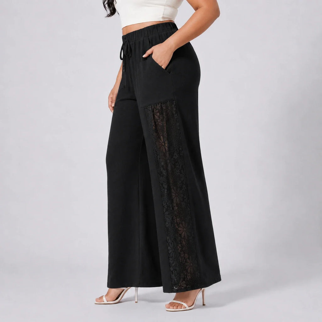 Lace Panel Wide Leg Pants WHD0606466