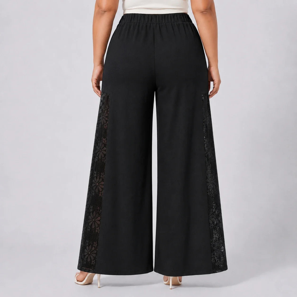 Lace Panel Wide Leg Pants WHD0606466