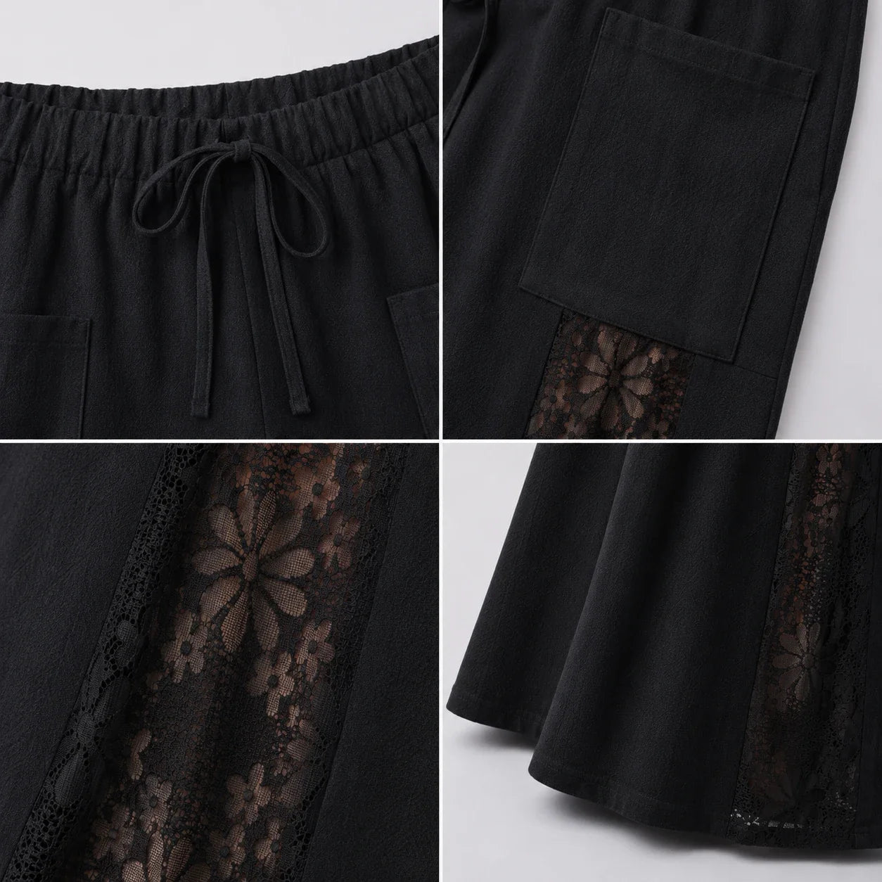 Lace Panel Wide Leg Pants WHD0606466