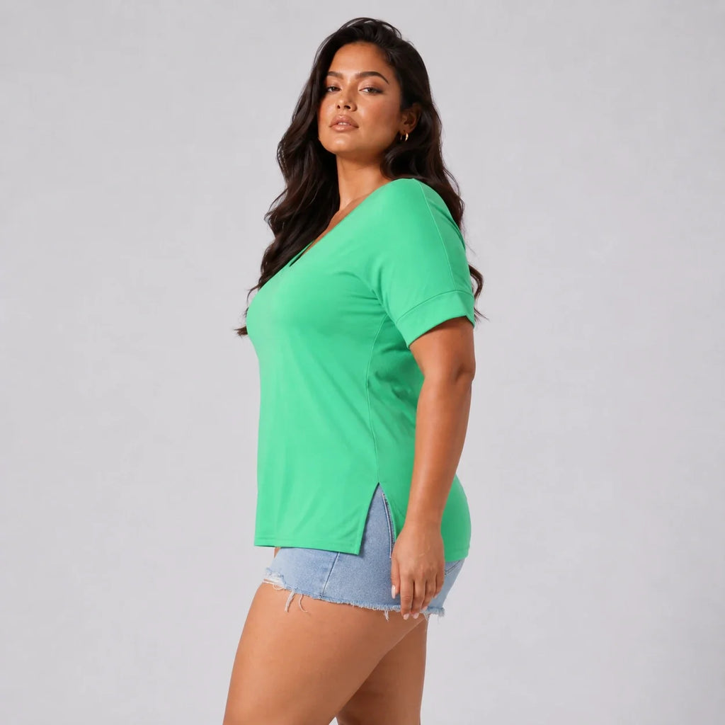 V-Neck Side Slit Tee WHD0606467