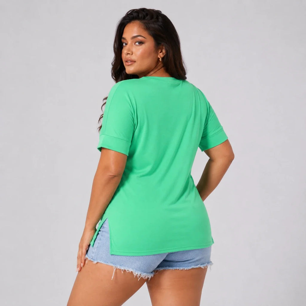 V-Neck Side Slit Tee WHD0606467