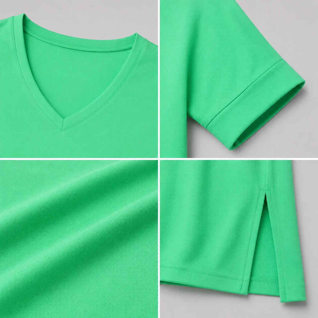 V-Neck Side Slit Tee WHD0606467