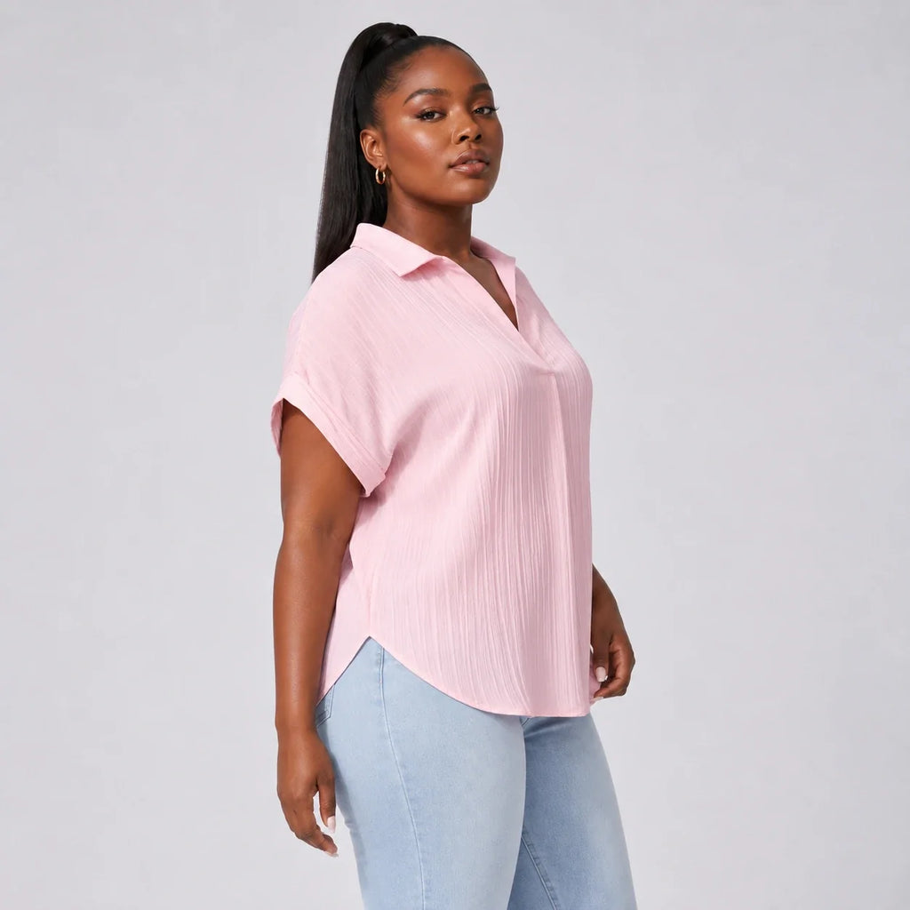 Textured V-Neck Blouse WHD0606469