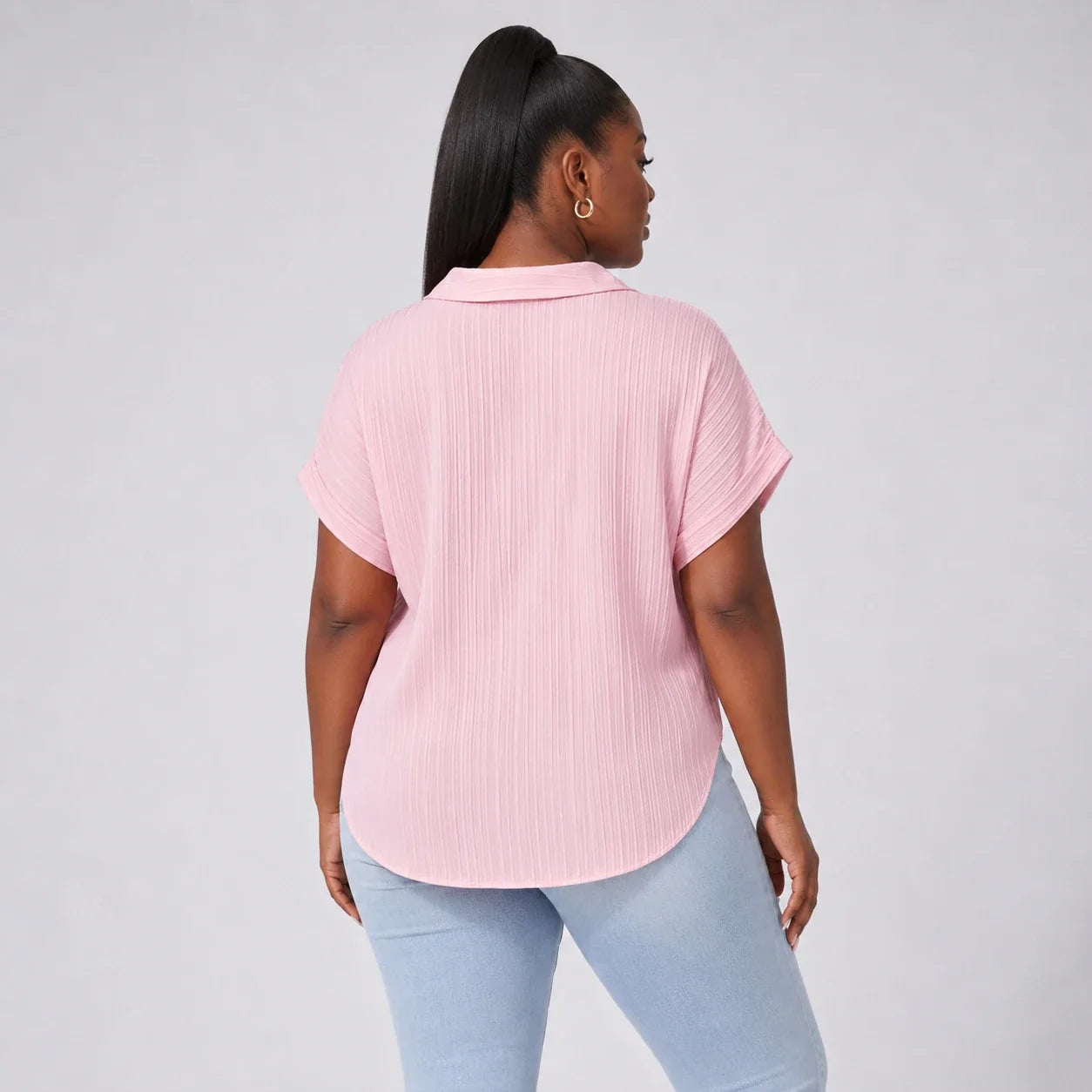 Textured V-Neck Blouse WHD0606469