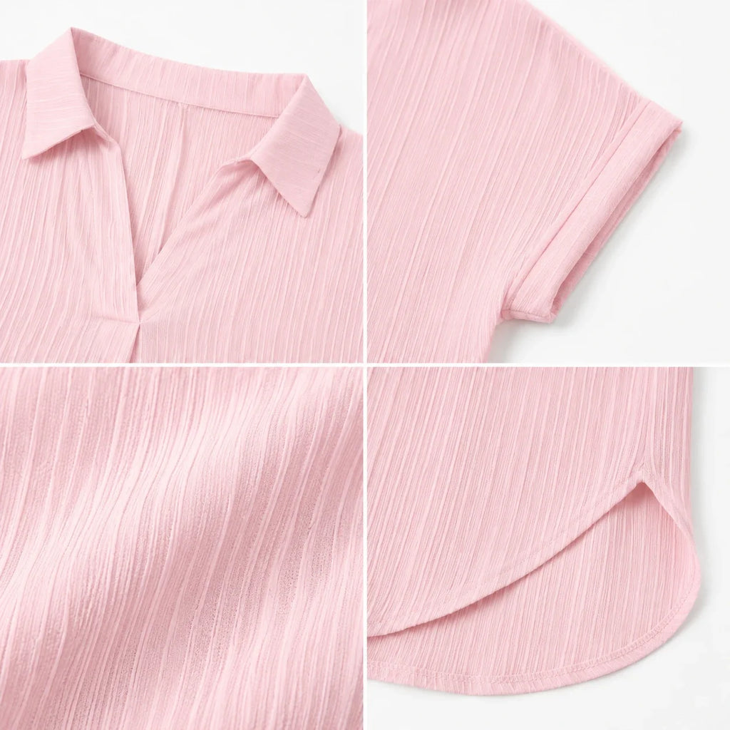 Textured V-Neck Blouse WHD0606469