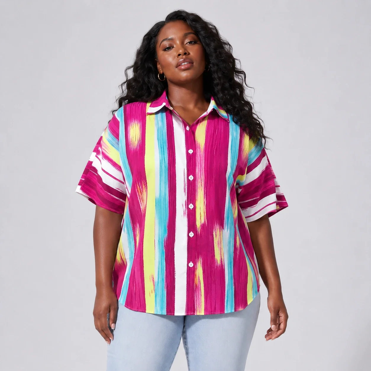 Brushstroke Stripe Button Shirt WHD0606470