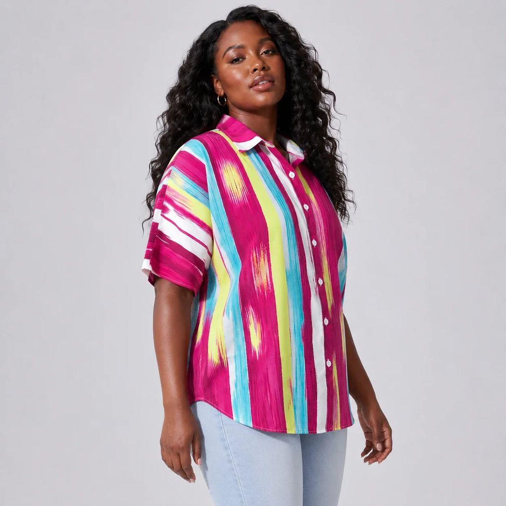 Brushstroke Stripe Button Shirt WHD0606470