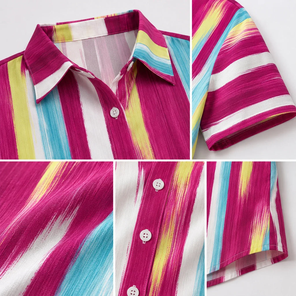 Brushstroke Stripe Button Shirt WHD0606470