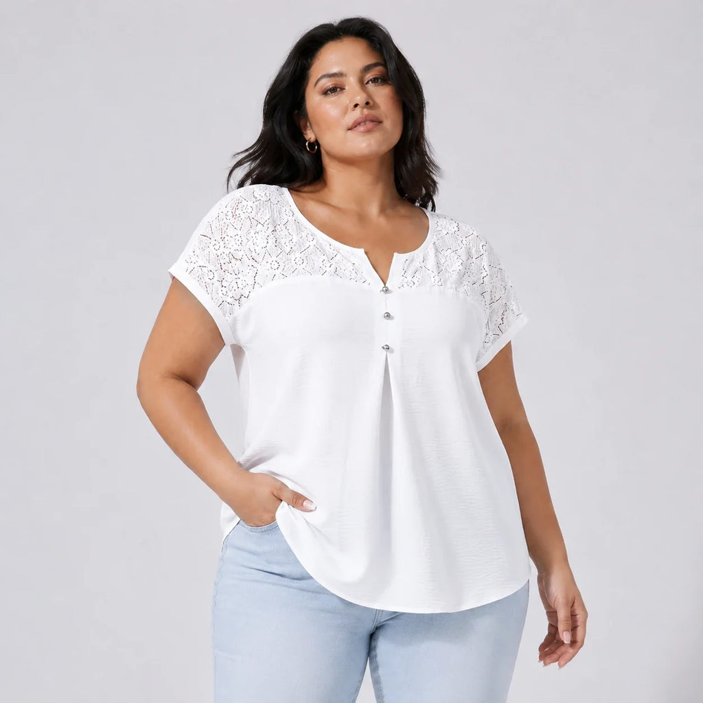 Lace Yoke Button Top WHD0606471