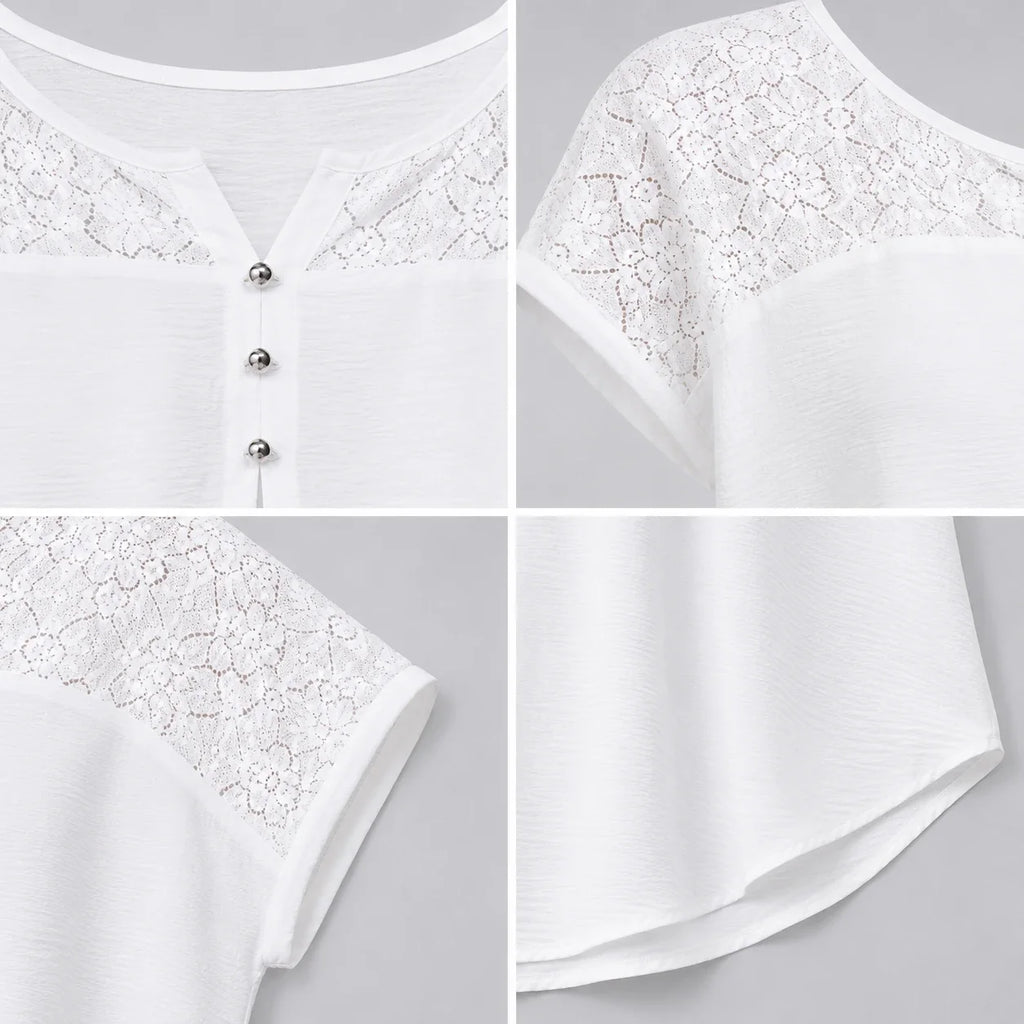 Lace Yoke Button Top WHD0606471