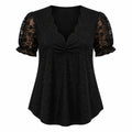 Glitter Lace Sleeve Peplum Top WHD0606472