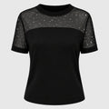Rhinestone Mesh Yoke Top WHD0606473