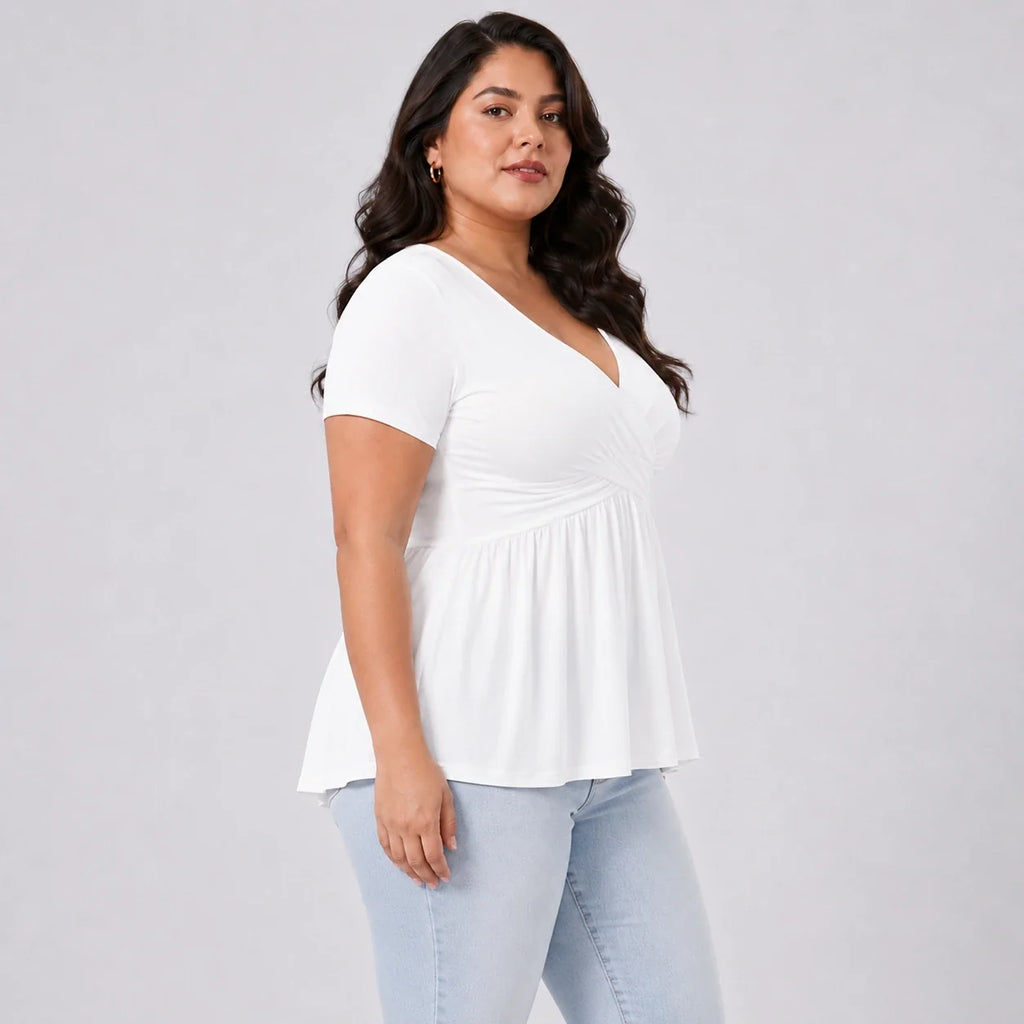 Surplice Peplum Tunic Top WHD0606474