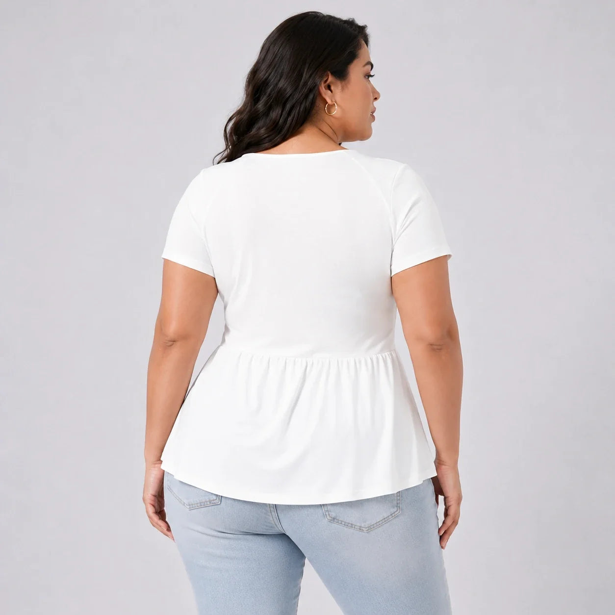 Surplice Peplum Tunic Top WHD0606474