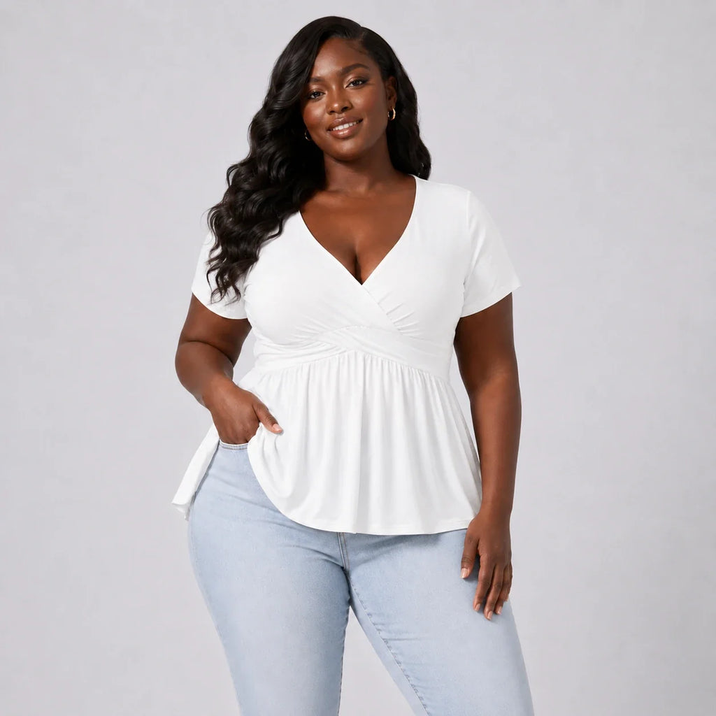Surplice Peplum Tunic Top WHD0606474