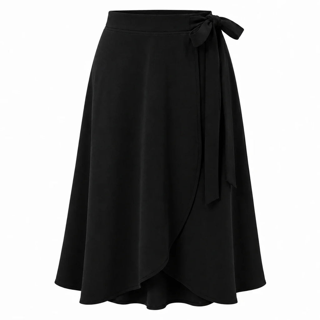 Tie-Waist Wrap Midi Skirt WHD0606478