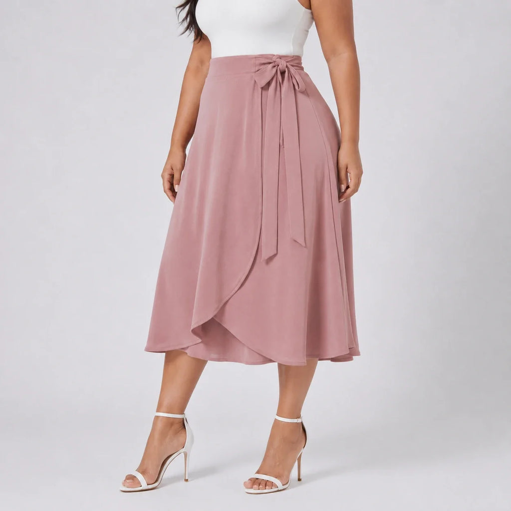 Tie-Waist Wrap Midi Skirt WHD0606478
