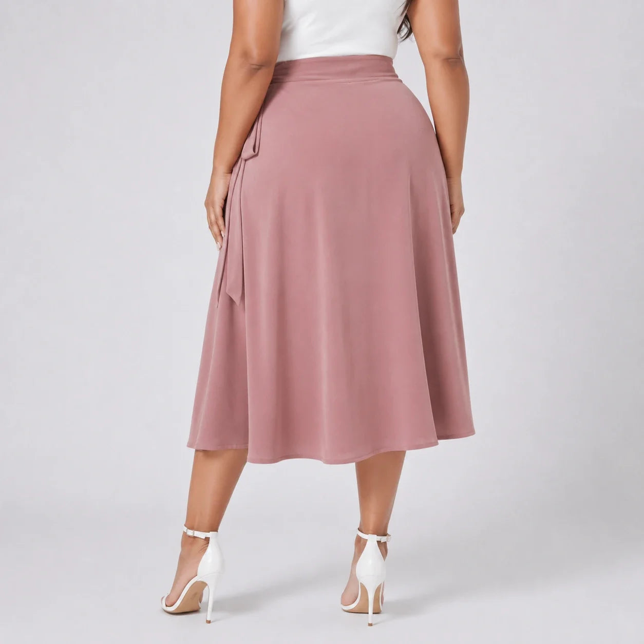 Tie-Waist Wrap Midi Skirt WHD0606478