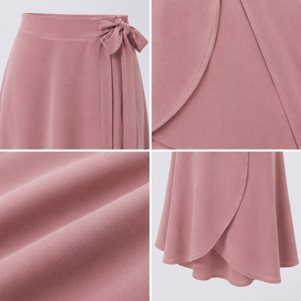 Tie-Waist Wrap Midi Skirt WHD0606478