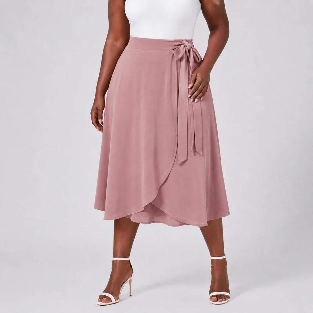 Tie-Waist Wrap Midi Skirt WHD0606478